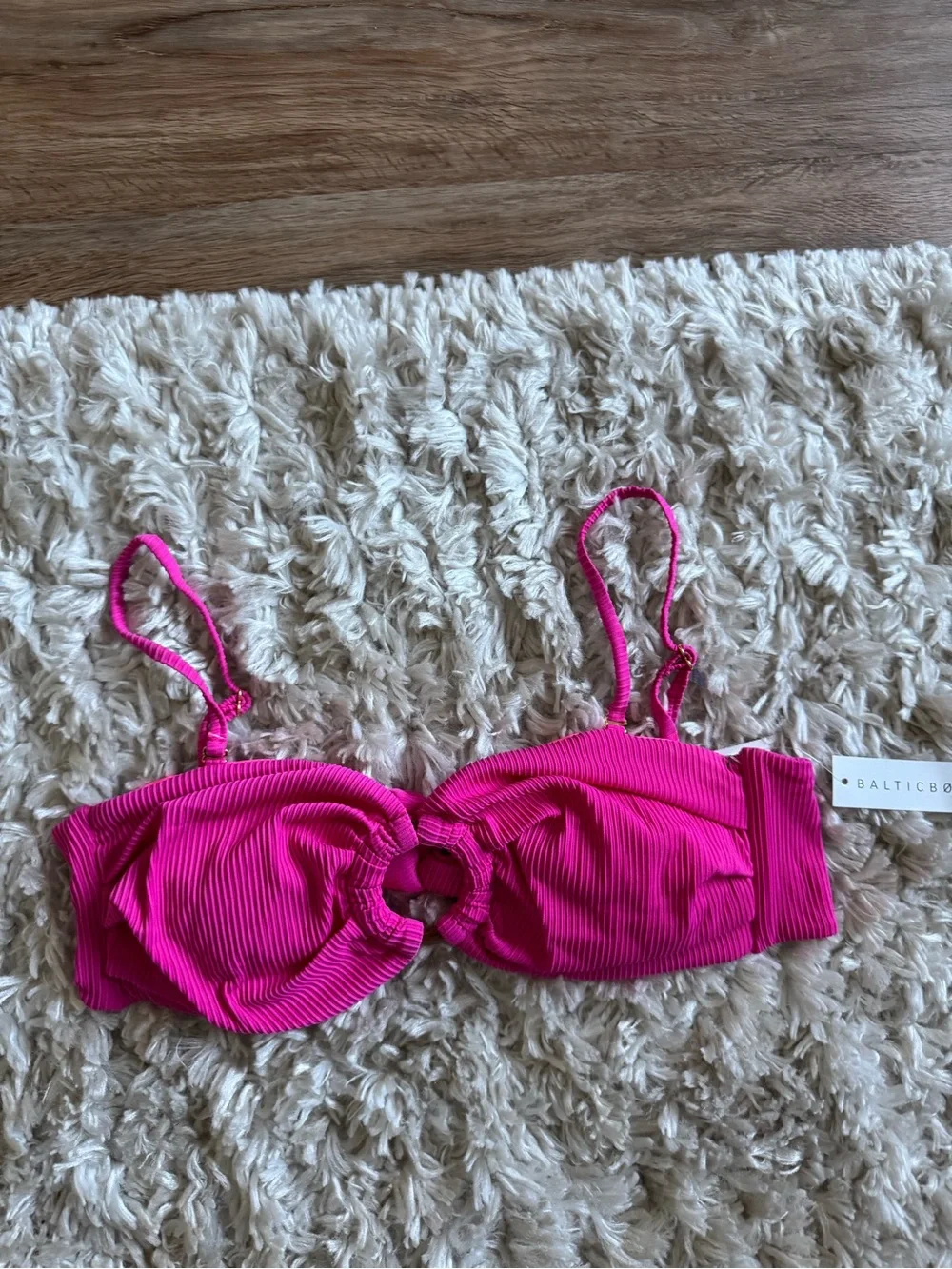 Baltic Born Hot Pink Ribbed Bikini Top with Center Ring